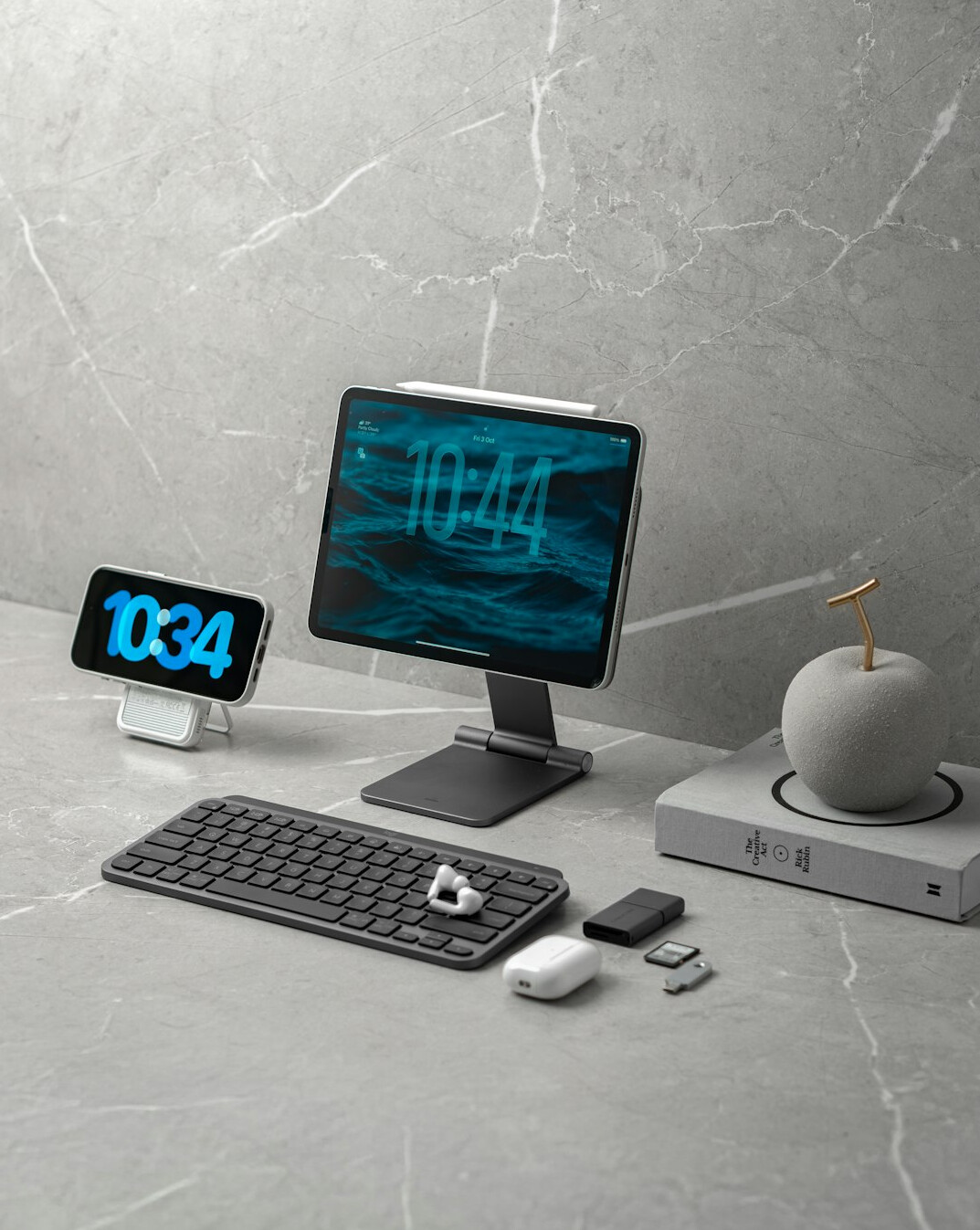 Creative workspace with several devices