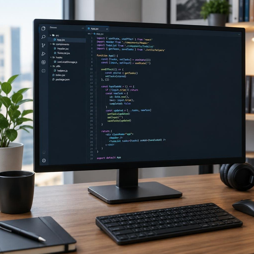Monitor showing lines of programming code