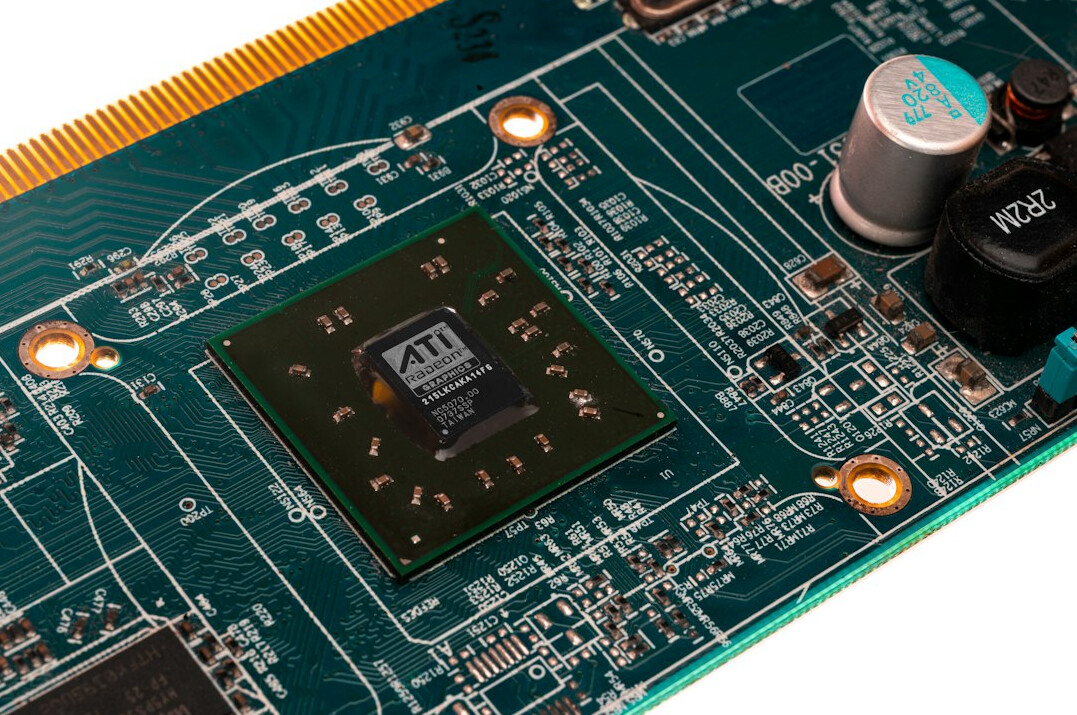 Circuit board close-up with processor