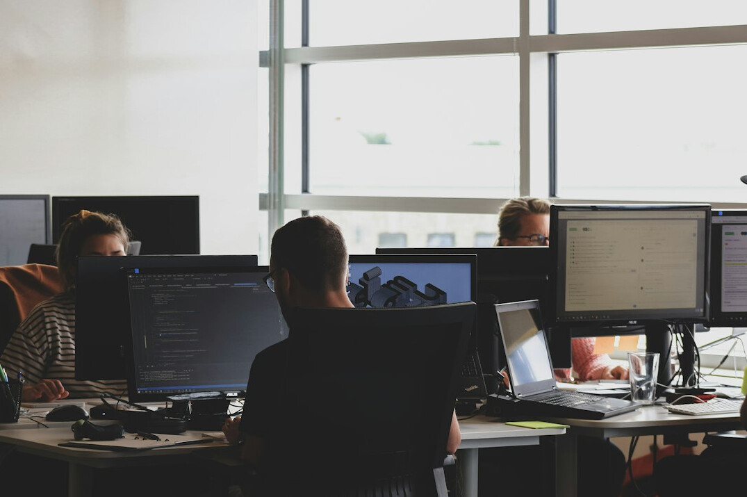 business team using software