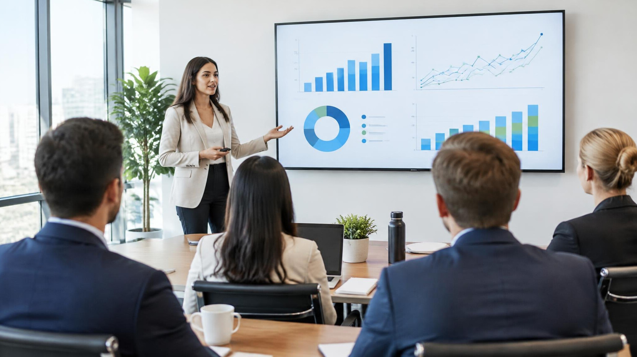 Business presentation in a meeting room